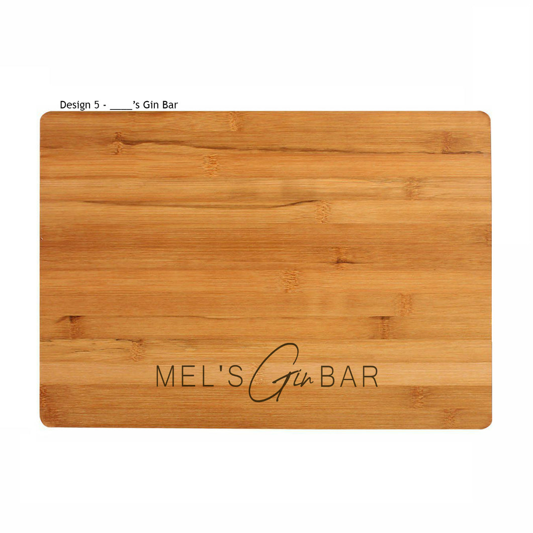 Cocktail Preparation Board (Gin Bar) - Personalised With A Name