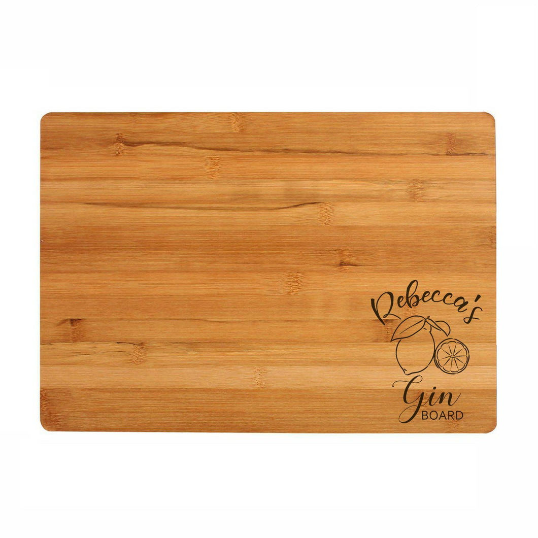 'Gin Board' G&T / Cocktail Preparation Board (Lemon Gin Board) - Personalised With A Name