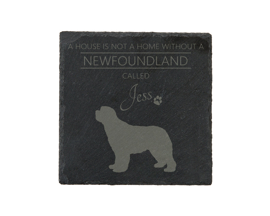 A house is not a home without a dog called ... personalised slate coasters