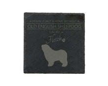 Load image into Gallery viewer, A house is not a home without a dog called ... personalised slate coasters
