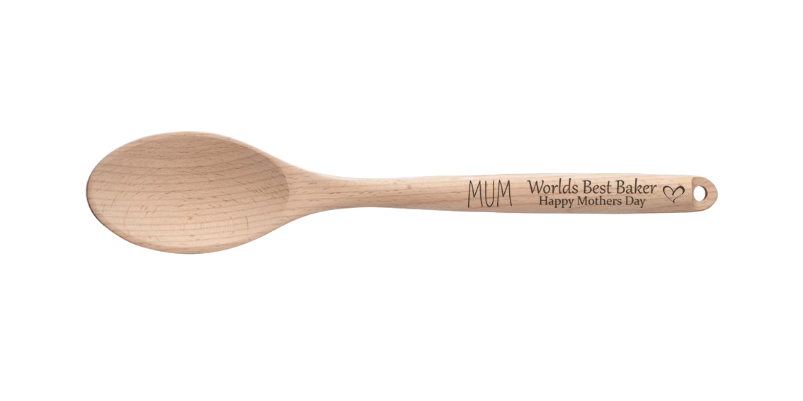 Mothers Day Wooden Spoon - Worlds Best Baker - Personalised Gift