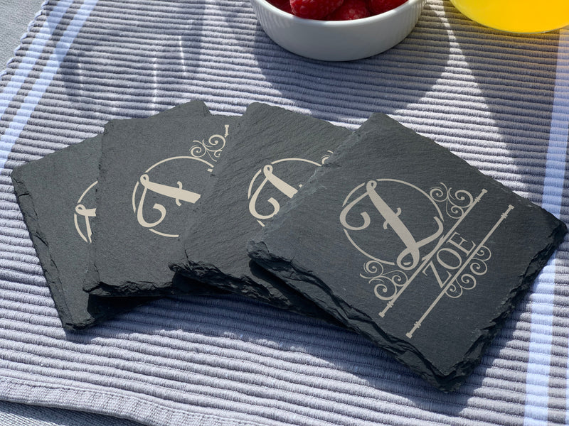 Monogram Initial - Personalised Slate Coaster