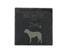 Load image into Gallery viewer, A house is not a home without a dog called ... personalised slate coasters
