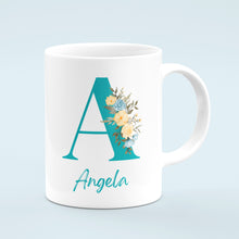 Load image into Gallery viewer, Floral Monogram Mug - Personalised With Initial &amp; Name
