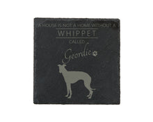 Load image into Gallery viewer, A house is not a home without a dog called ... personalised slate coasters
