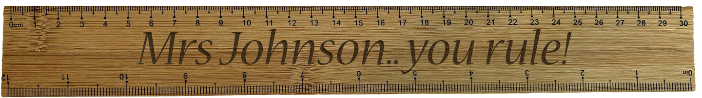 Personalised Bamboo 30cm Ruler